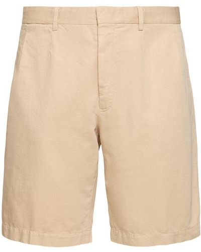 Zegna Summer Cotton & Linen Chino Shorts - Natural