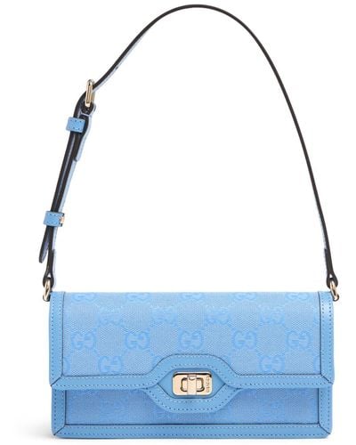 Gucci Mini Luce Leather & Canvas Shoulder Bag - Blue