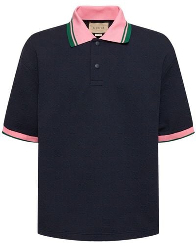 Gucci gg Detail Jacquard Polo Shirt - Blue