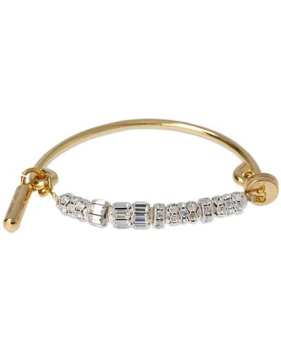 Timeless Pearly Crystal Bangle Bracelet - Brown
