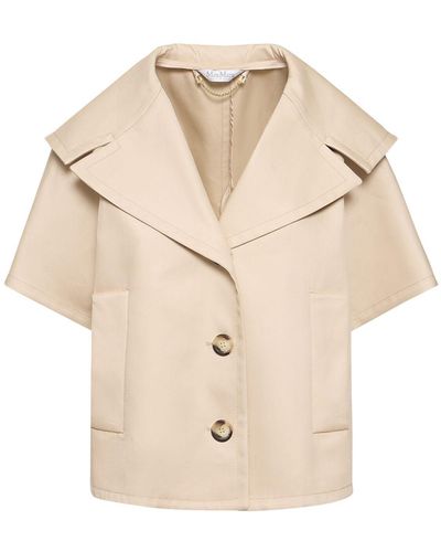 Max Mara Canossa Cotton Short Sleeved Coat - Natural