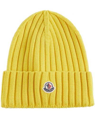 Moncler Ribbed-knit Wool Beanie - Yellow