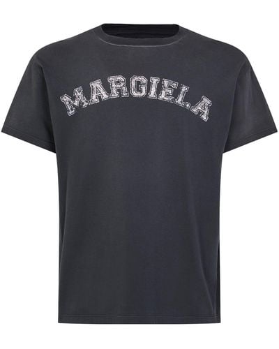 Maison Margiela T-shirt Aus Baumwolljersey Mit Druck - Schwarz