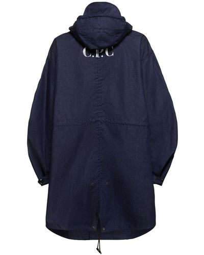 Junya Watanabe Parka c.p. company con con zip e cappuccio - Blu