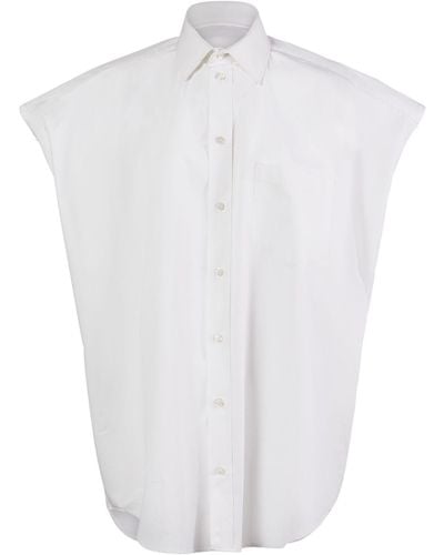 Balenciaga Oversized Hemd Aus Baumwollpopeline - Weiß