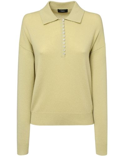 Theory Suéter polo de cashmere con manga larga - Amarillo