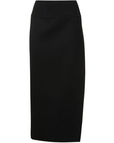 AURALEE Wool Midi Skirt - Black