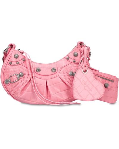 Balenciaga Xs Le Cagole Embossed Leather Bag - Pink