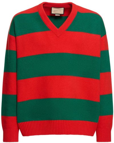 Gucci Striped Wool Sweater - Red