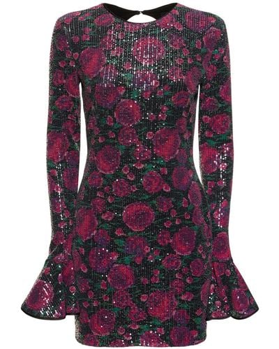 ROTATE BIRGER CHRISTENSEN Sequin-embellished Open-back Recycled-polyester Mini Dress - Purple