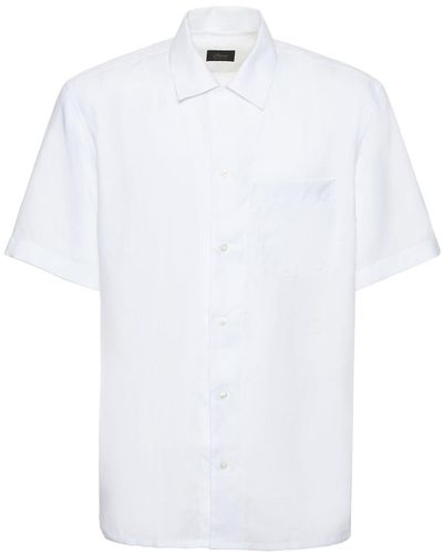 Brioni Linen Short Sleeve Shirt - White