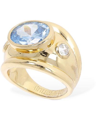 Timeless Pearly Stone Crystal Thick Ring - Blue