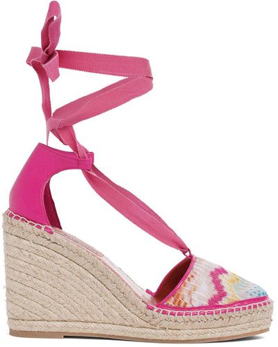 Missoni Espadrillas de lona con cuña 105mm - Rosa