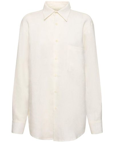 Lido Camisa de lino con abertura lateral - Blanco