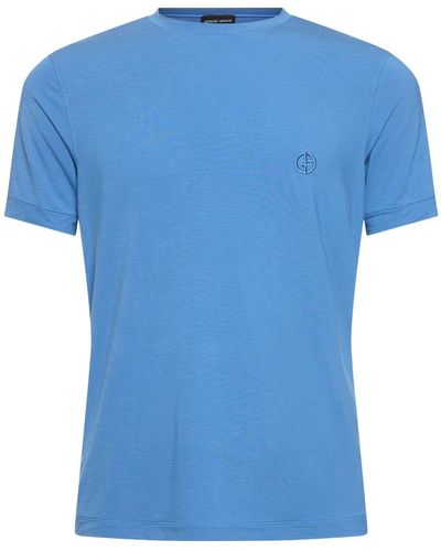 Giorgio Armani Mercerized Viscose Jersey T-shirt - Blue