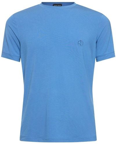 Giorgio Armani T-shirt en jersey de viscose - Bleu