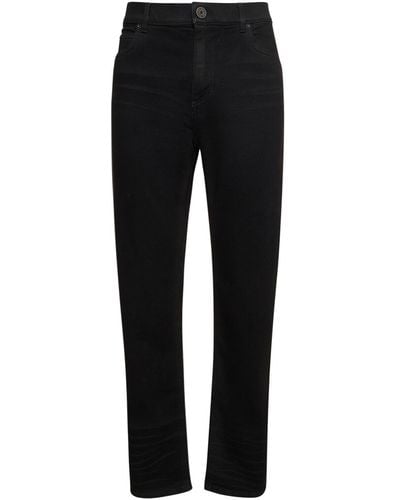 Balmain Regular Cotton Denim Trousers - Black