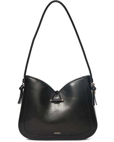 Isabel Marant Vigo Leather Hobo Shoulder Bag - Black