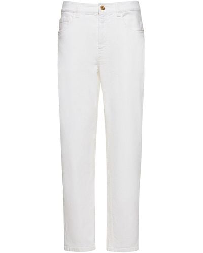 Brunello Cucinelli Denim Mid Rise Straight Jeans - White