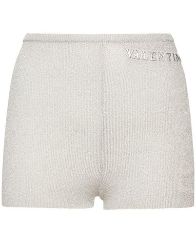 Valentino Logo Viscose Knit Mini Shorts - White