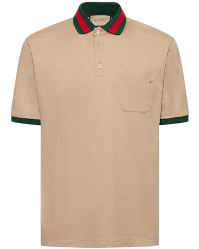 Gucci Polo de Piqué con Cuello con Tribanda - Neutro