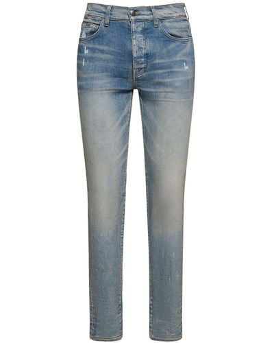 Amiri Jeans "stack" In Denim Di Cotone 15cm - Blu