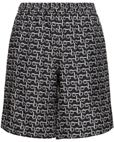 Burberry All Over Print Silk Shorts - Grey