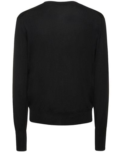 PT Torino Suéter de punto de lana con cuello en v - Negro