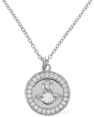 Vivienne Westwood Cleo Crystal Pendant Necklace - White