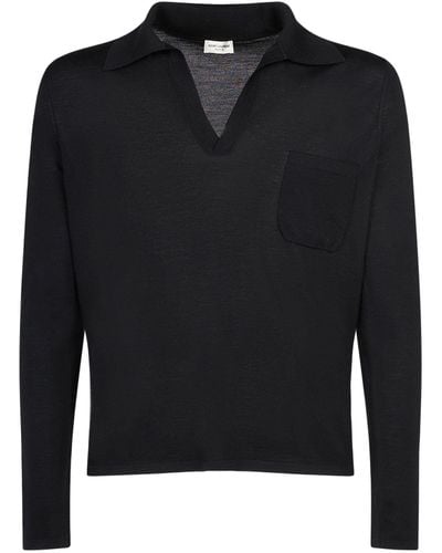 Saint Laurent ウールポロシャツ - ブラック
