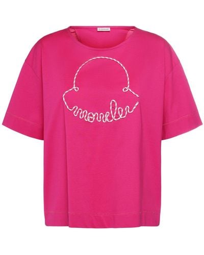 Moncler T-shirt Aus Baumwolle - Pink