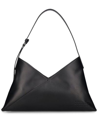MM6 by Maison Martin Margiela Japanese 6 Leather Shoulder Bag - Black