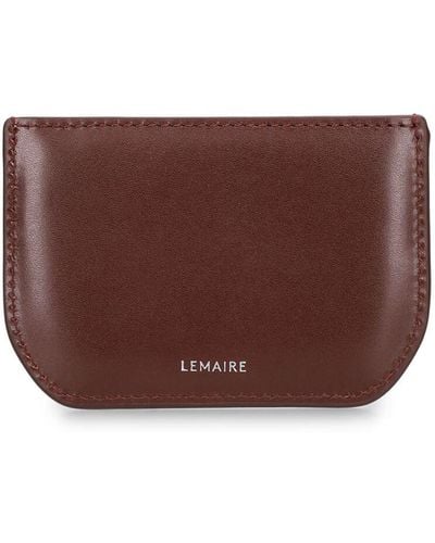 Lemaire Calepin Leather Card Holder - Purple