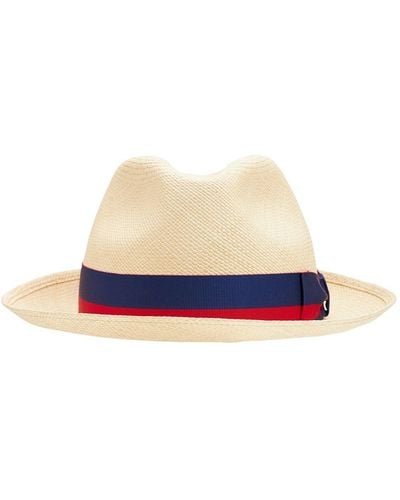 Borsalino Federico Medium Brim Straw Panama Hat - Multicolour