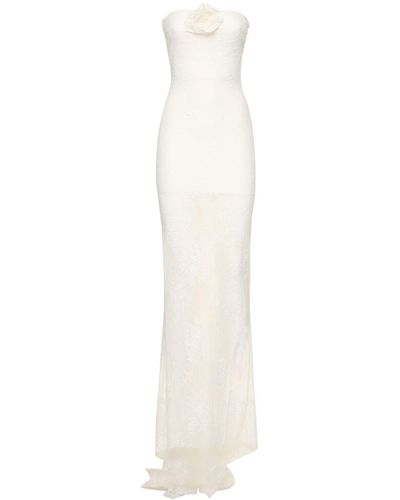 GIUSEPPE DI MORABITO Robe longue en dentelle stretch laize - Blanc