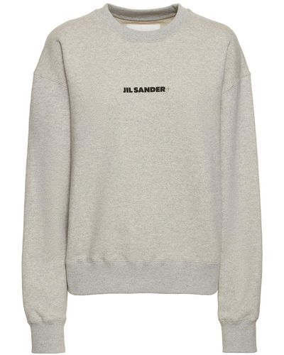 Jil Sander Cotton Jersey Sweatshirt W/ Printed Logo - Gray