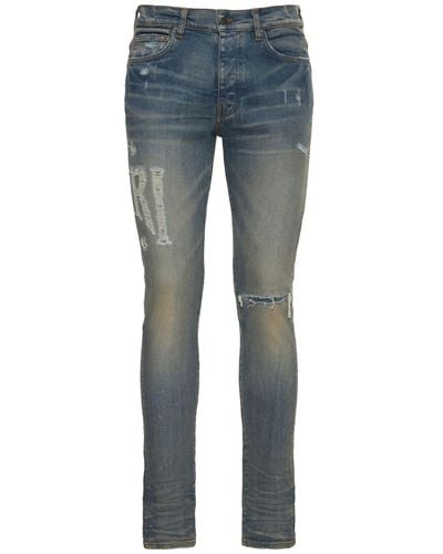 Amiri Jeans In Distressed-optik Mit -logo - Blau