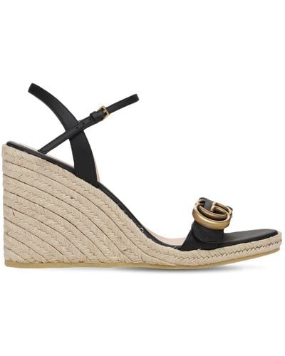 Gucci Aitana Espadrille-wedges Aus Leder Mit Logo - Mehrfarbig