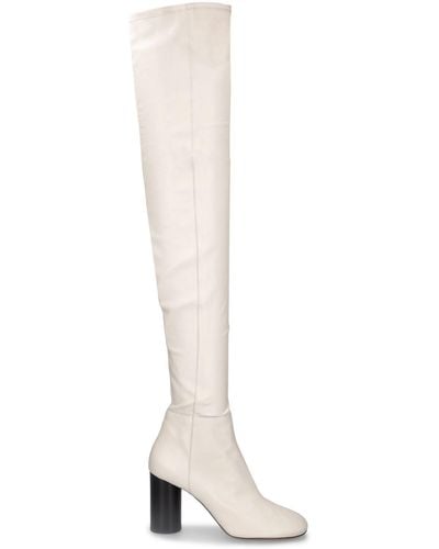 Isabel Marant 85mm Lelta Leather Knee High Boots - White