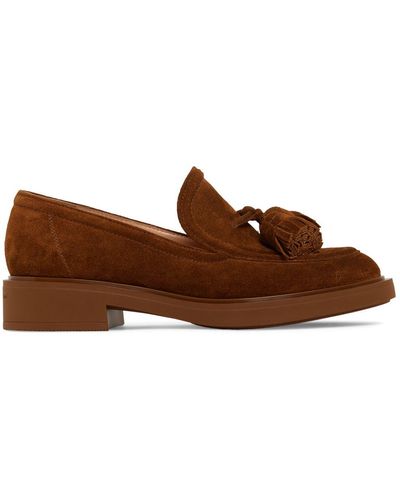 Gianvito Rossi 20Mm Suede Loafers - Brown