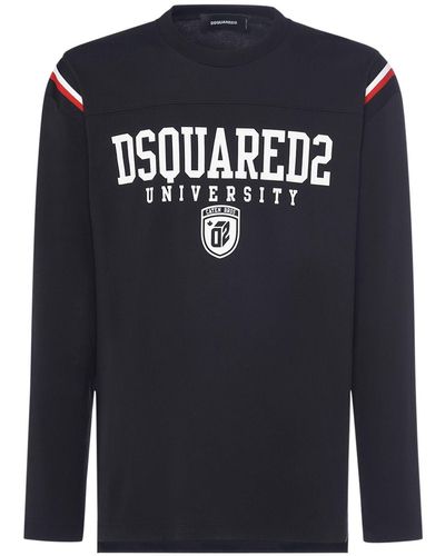 DSquared² Varsity Logo Long Sleeved T-Shirt - Blue