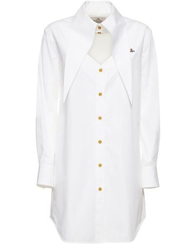 Vivienne Westwood Heart Cotton Poplin Mini Shirt Dress - White