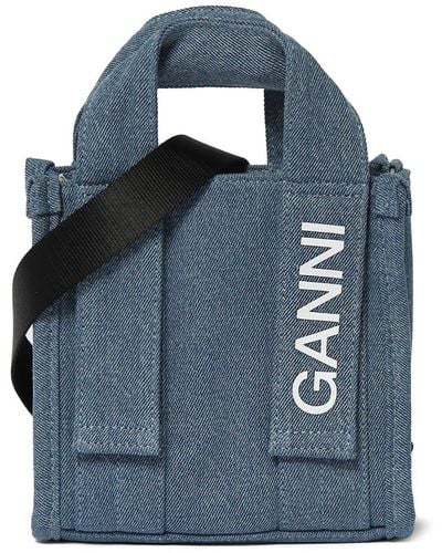 Ganni Mini リサイクル素材デニムトートバッグ - ブルー