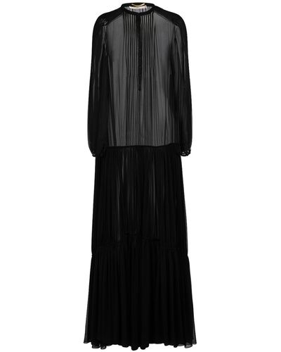 Saint Laurent Silk Long Dress - Black