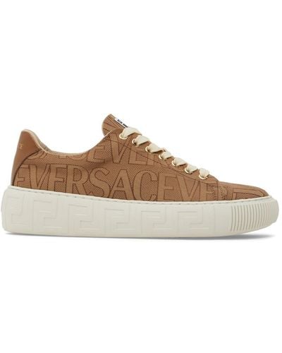 Versace Canvas & Cotton Sneakers - Brown