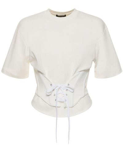Mugler Cotton Jersey Corset T-shirt - White