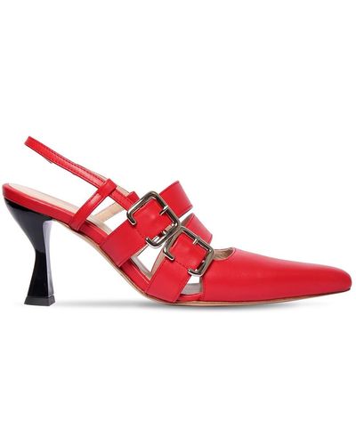 Kalda 70mm Niek Leather Sling Back Court Shoes - Red