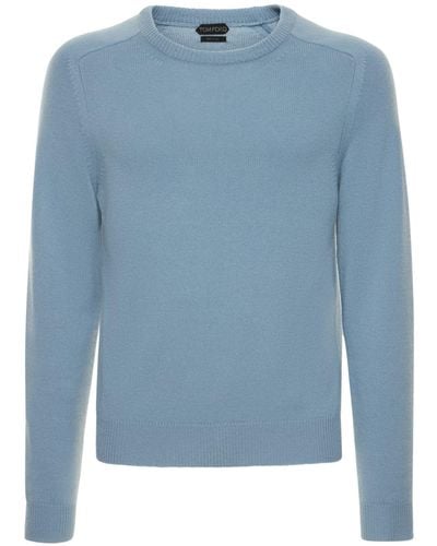 Tom Ford Kaschmir-pullover Mit Rundhalsausschnitt - Blau