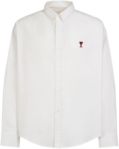 Ami Paris Boxy Cotton Oxford Shirt - White