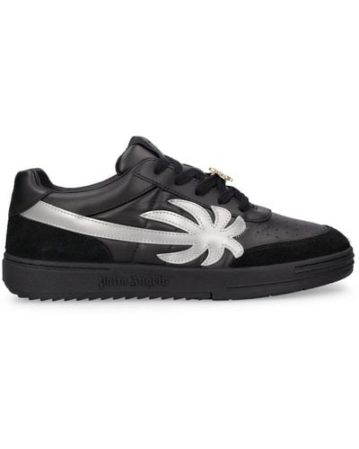 Palm Angels Palm Beach Leather Trainers - Black